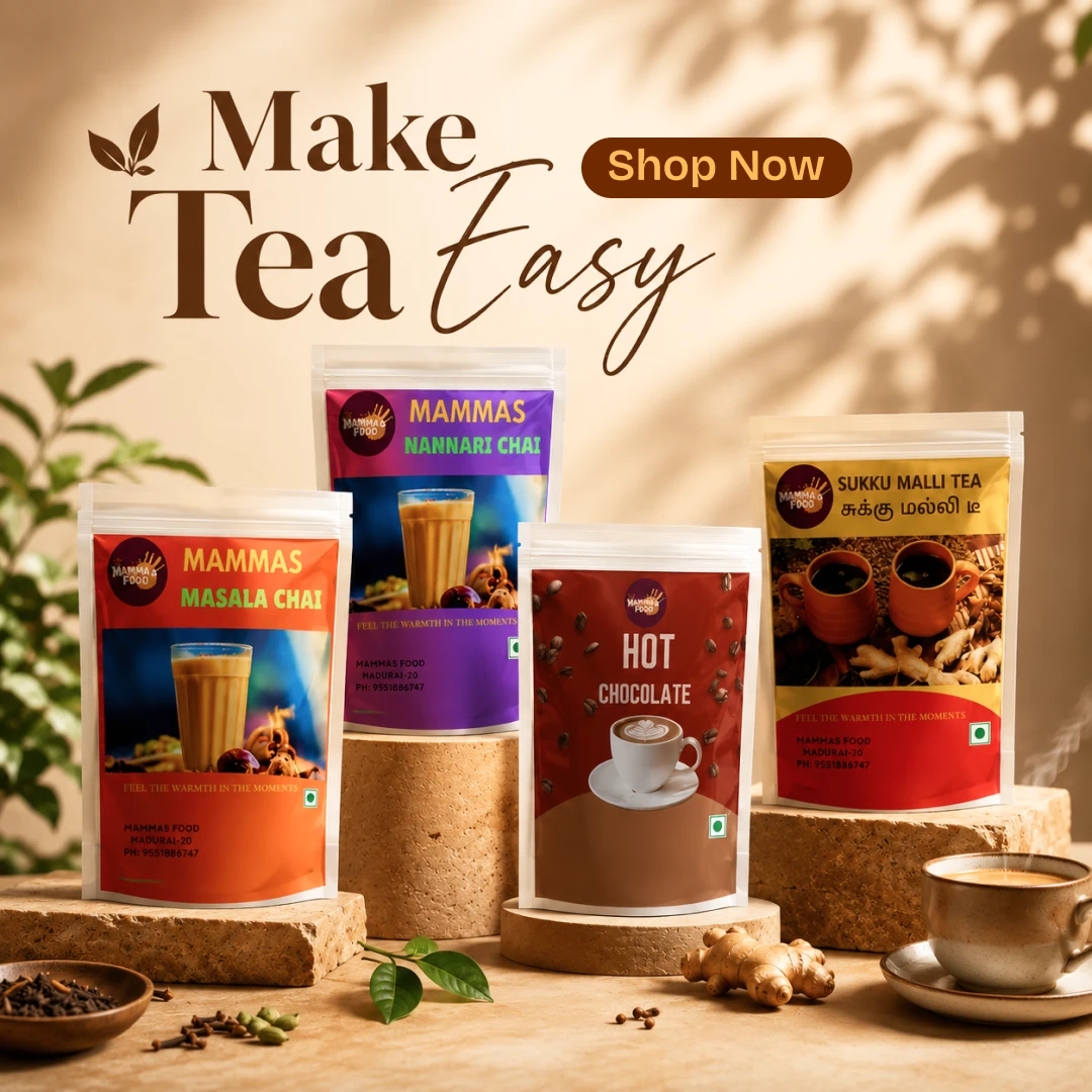 Mammas Food Beverages Collection – Hot Chocolate, Sukku Malli Tea, Masala Tea and Nannari Chai Mammas Food Beverages Collection – Hot Chocolate, Sukku Malli Tea, Masala Tea and Nannari Chai
